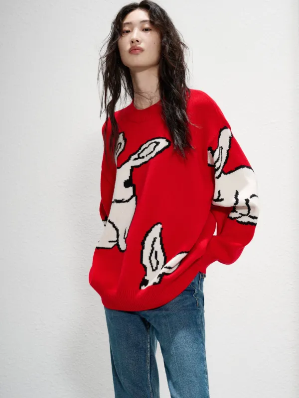 Wool Cartoon Print Sweater sold by Mo&Co