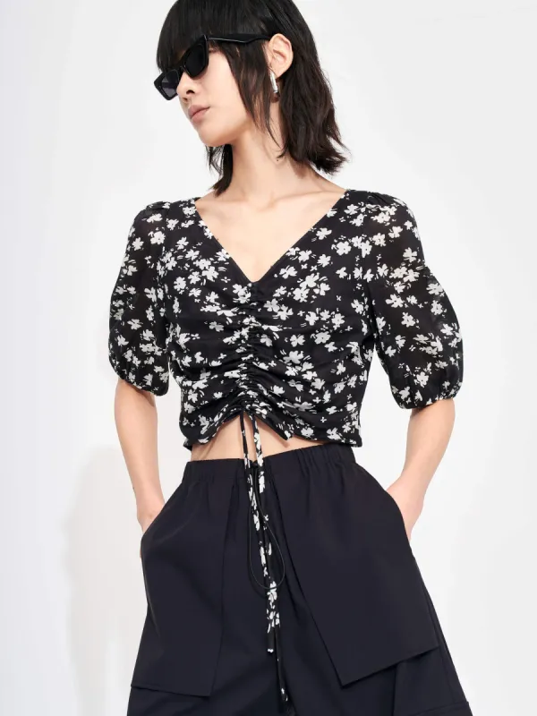 Printed Drawstring Top sold by Mo&Co
