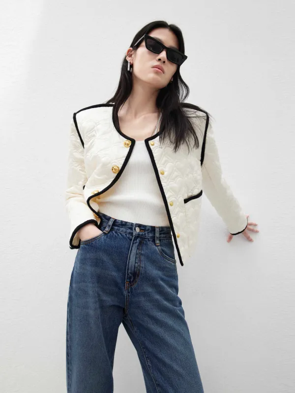 Heart Quilted Contrast Jacket sold by Mo&Co