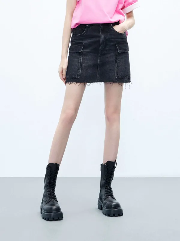 Cargo Pocket Denim Skirt sold by Mo&Co
