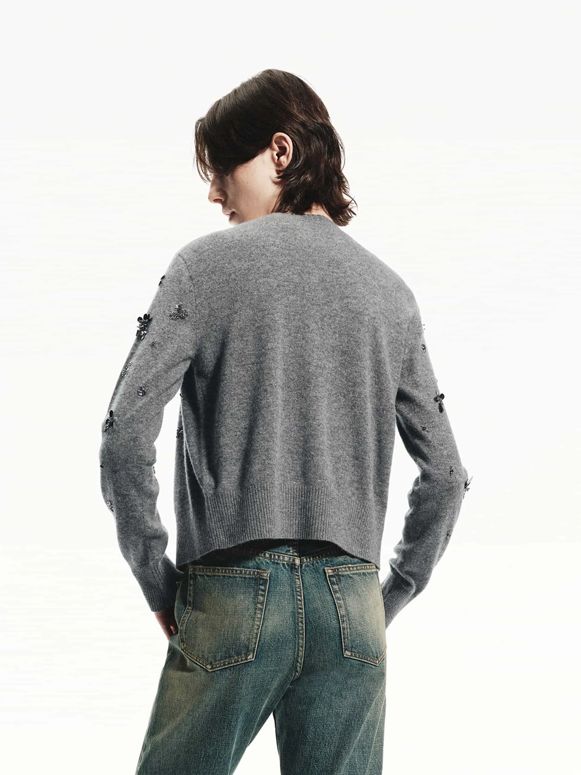 Sequin Detail Wool Cardigan sold by Mo&Co product image thumbnail 3