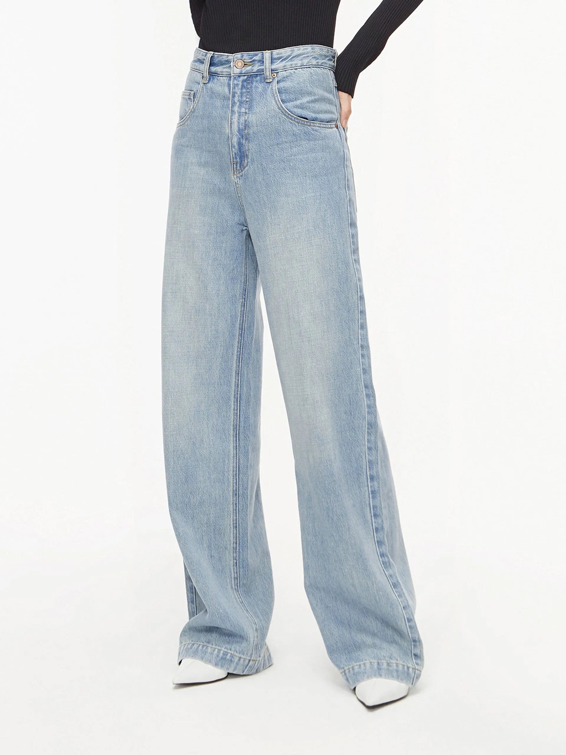 Flowy Long Wide Leg Jeans sold by Mo&Co product image thumbnail 4