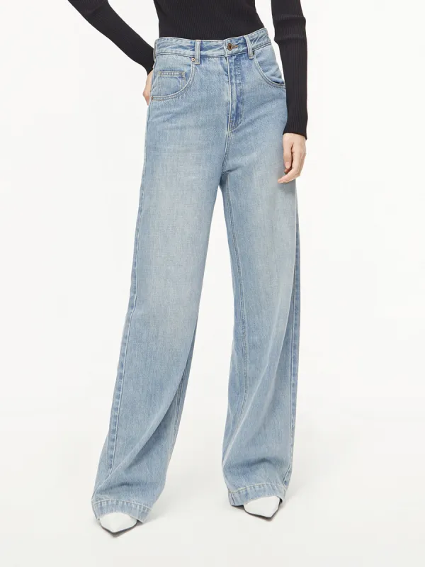 Flowy Long Wide Leg Jeans sold by Mo&Co
