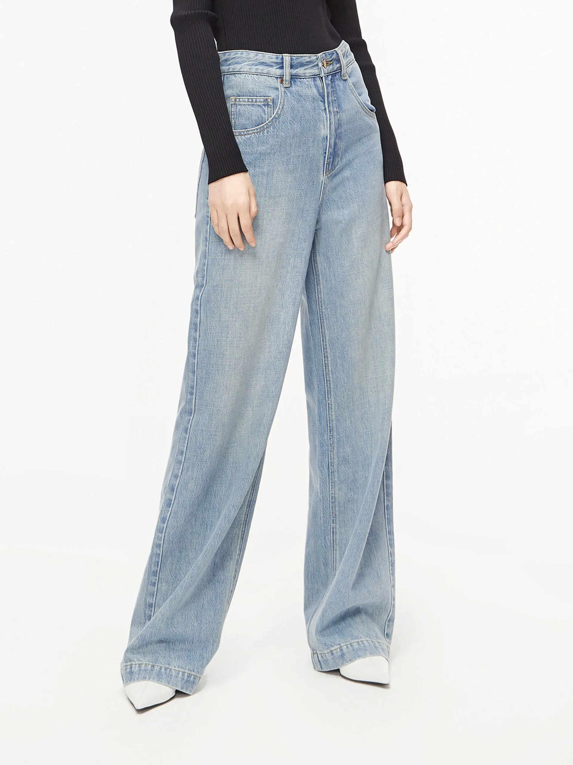 Flowy Long Wide Leg Jeans sold by Mo&Co product image thumbnail 3