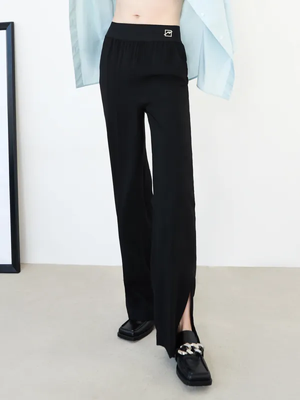Draped Slide Slits Straight Pants sold by Mo&Co