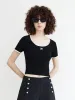 Contrast U-Neck Knit Top sold by Mo&Co