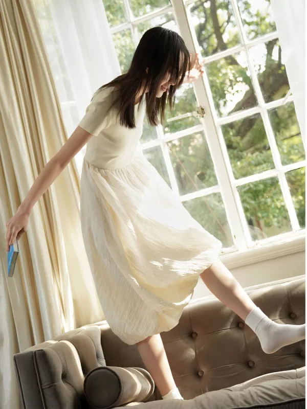 Round Neck Irregular Hem Dress sold by Mo&Co