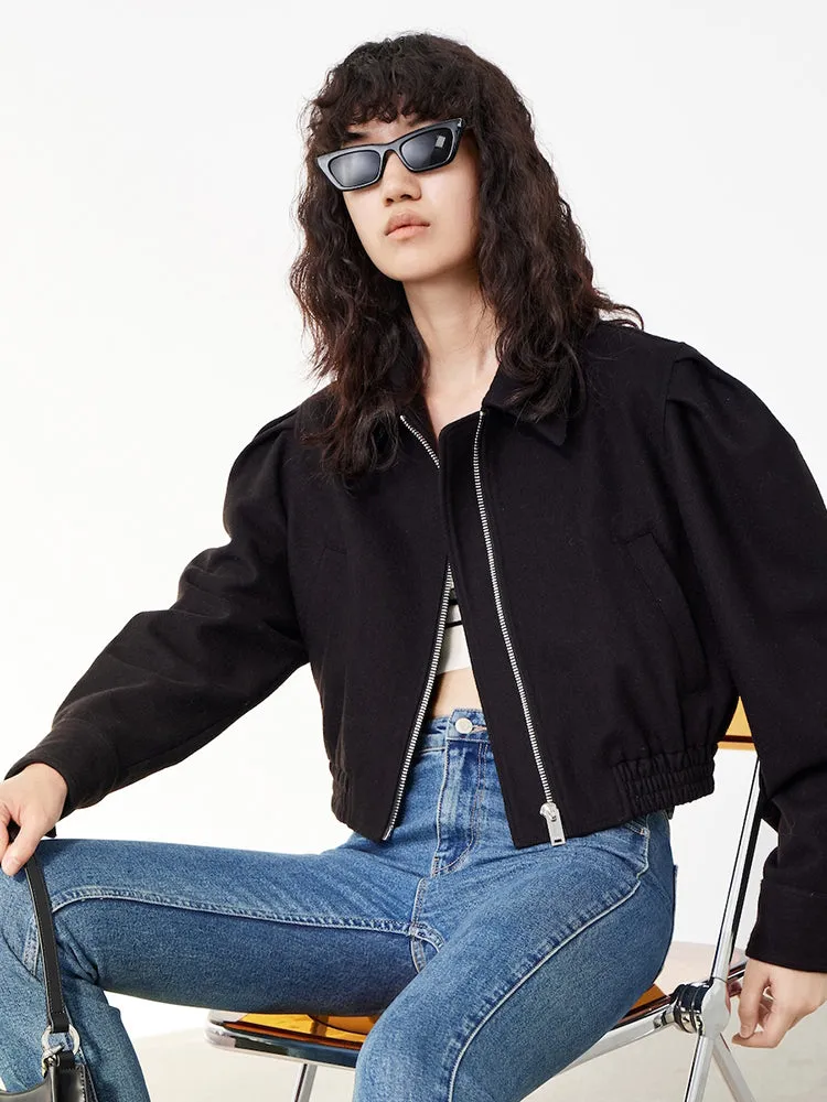 Zipper Detail Puff Sleeve Jacket sold by Mo&Co product image thumbnail 5