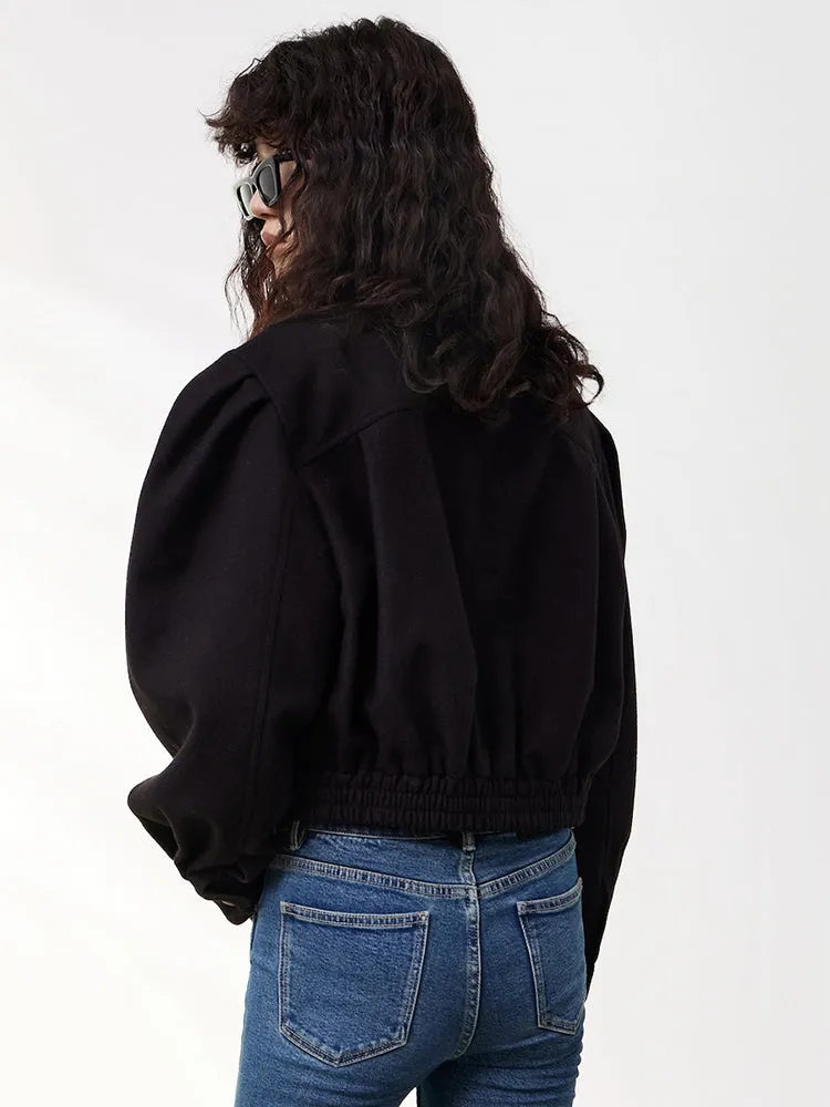 Zipper Detail Puff Sleeve Jacket sold by Mo&Co product image thumbnail 4