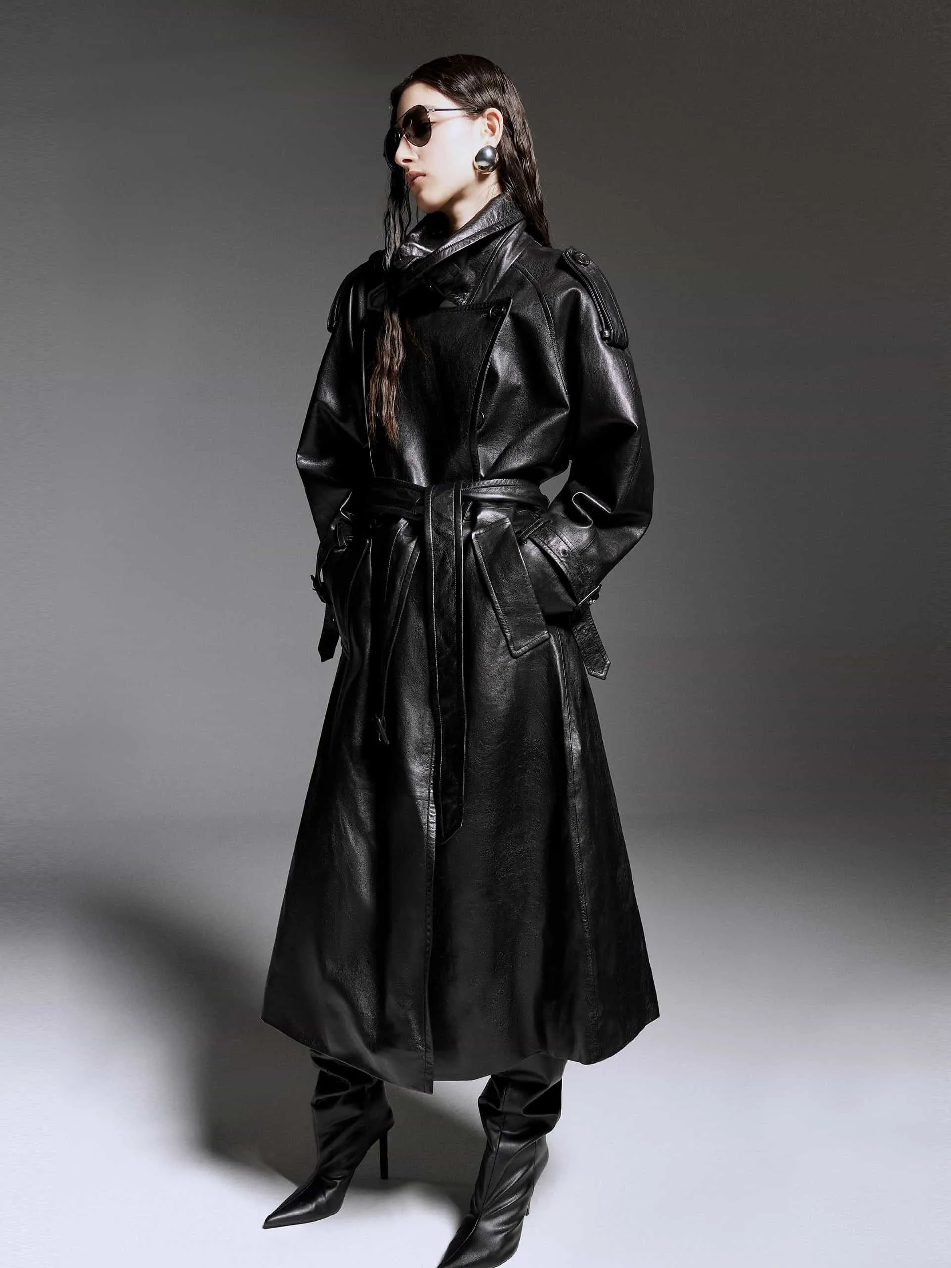 Belted Leather Coat sold by Mo&Co product image thumbnail 5