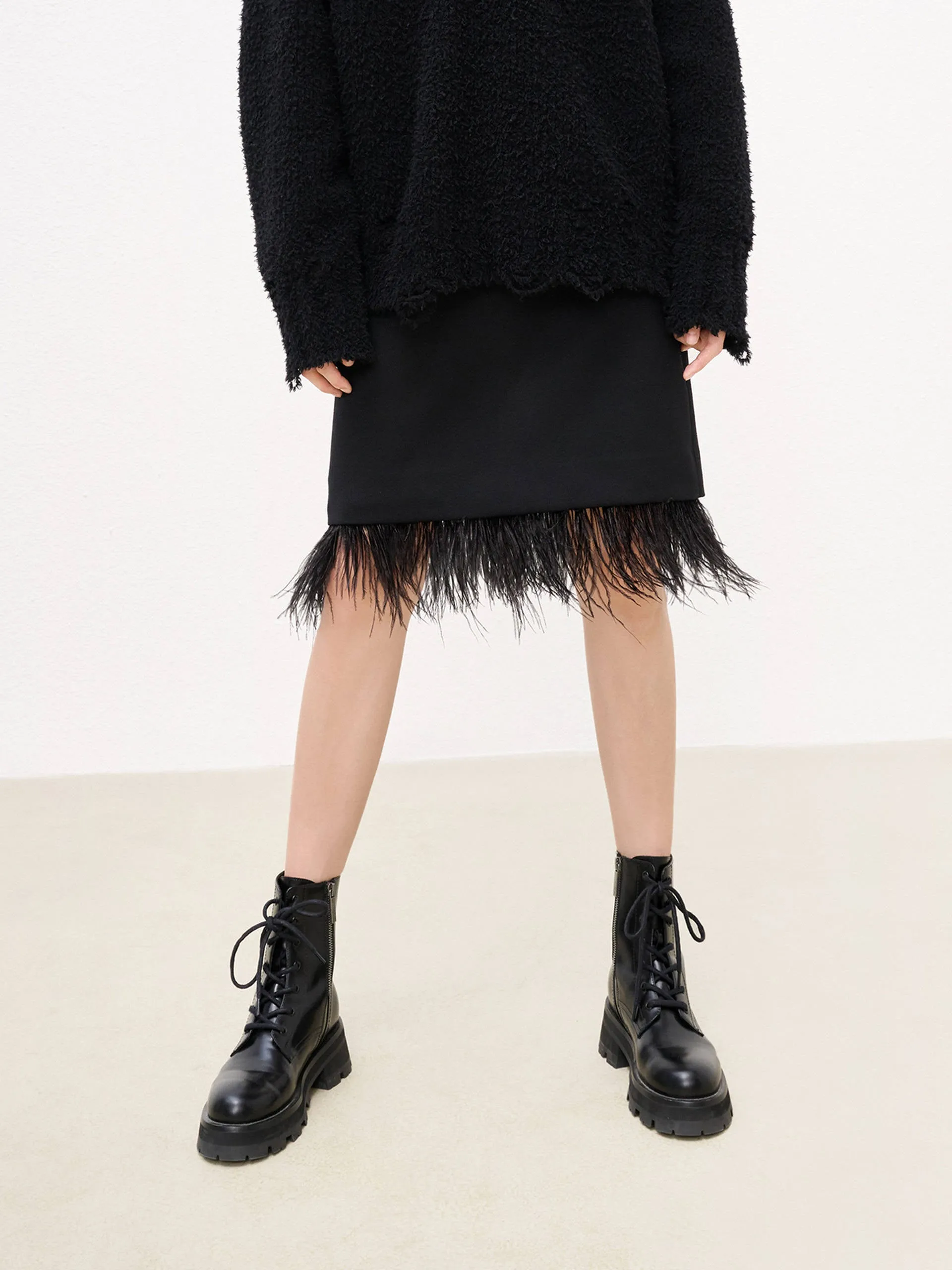 Detachable Feather Midi Skirt sold by Mo&Co