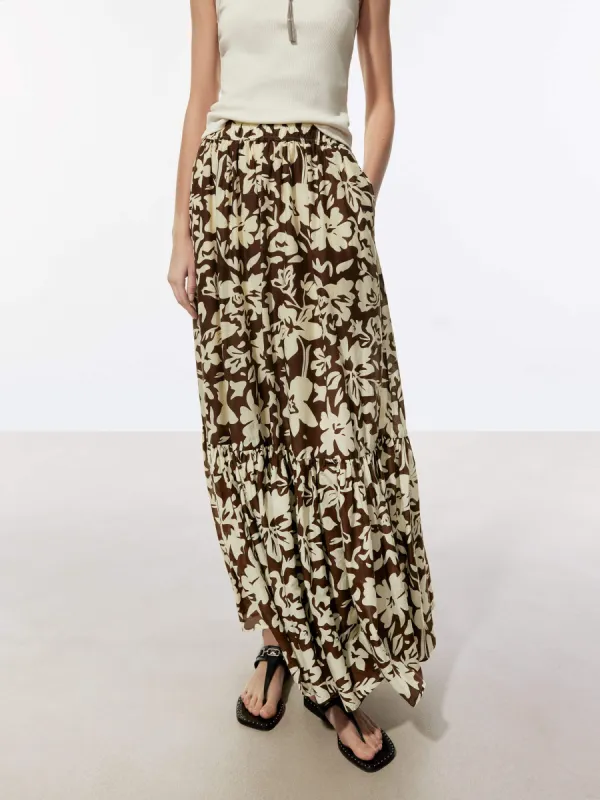 Flowy Floral Print Skirt sold by Mo&Co
