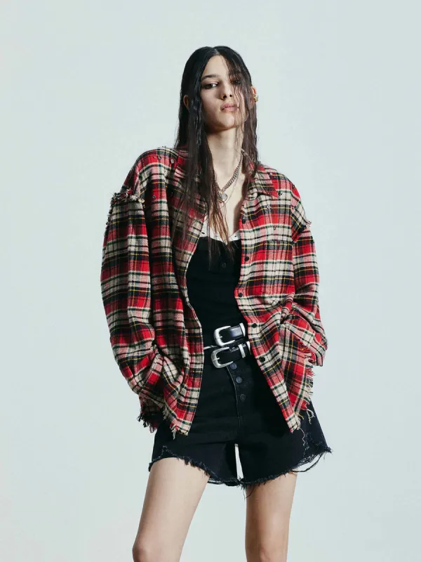 Crystal Detail Plaid Shirt sold by Mo&Co