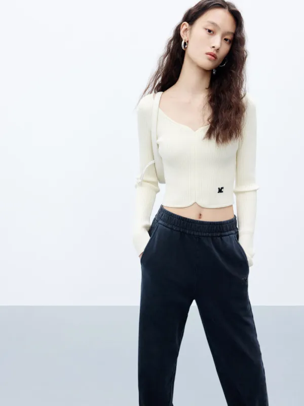 Ribbed Cropped Knit Top sold by Mo&Co