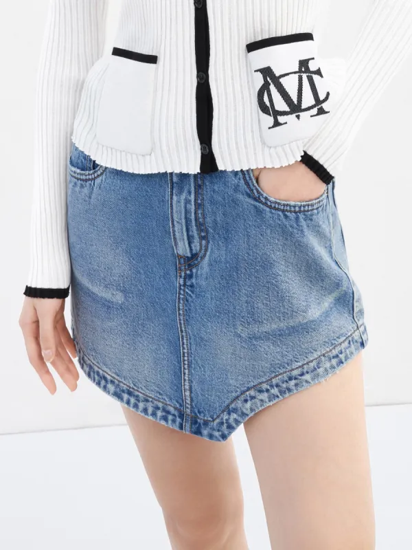 High Waist Denim Skirt sold by Mo&Co