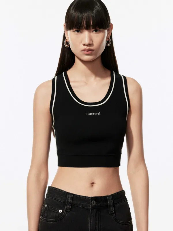 Front Letter Cropped Tank sold by Mo&Co