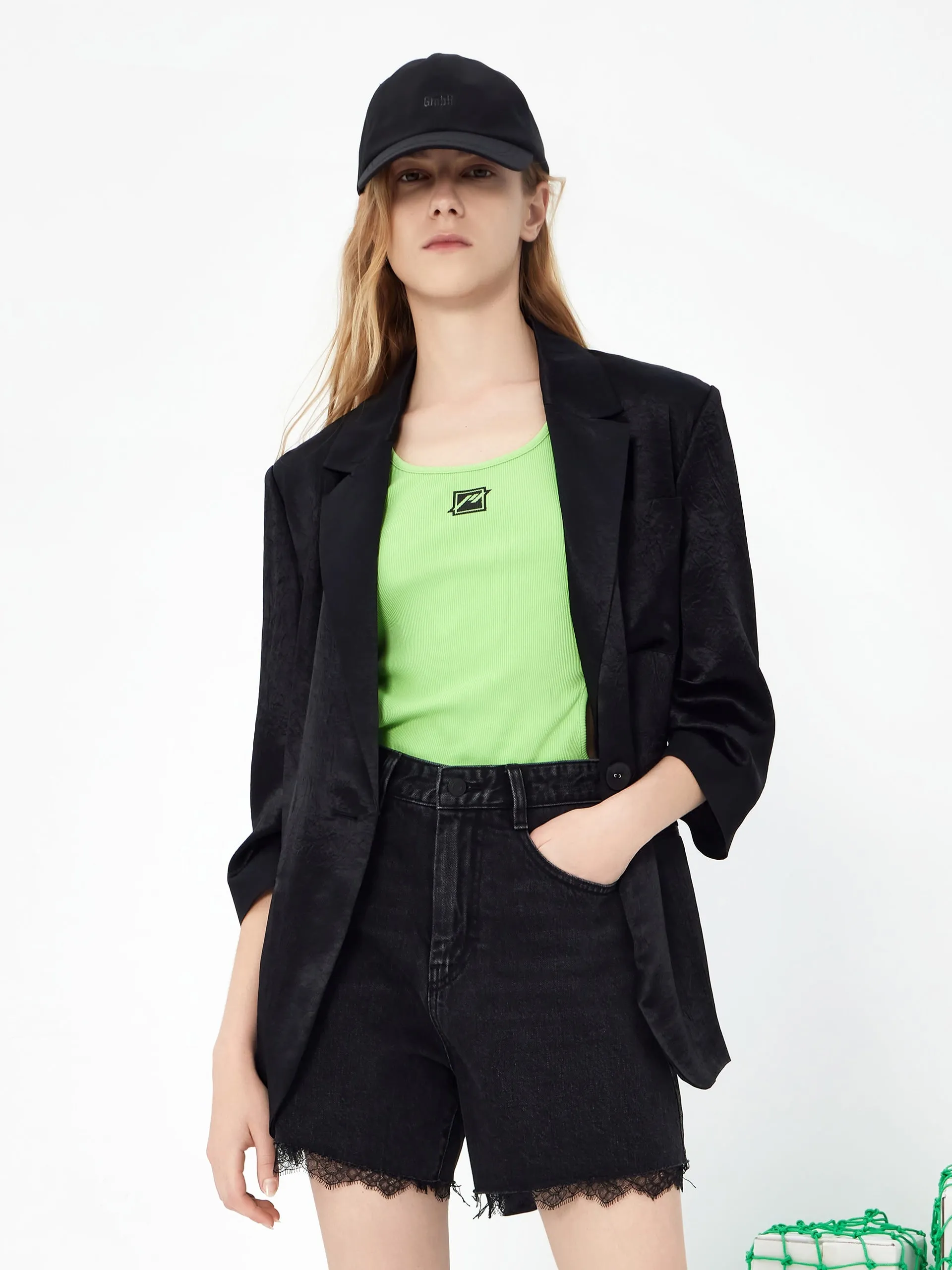 Solid Single Button Blazer sold by Mo&Co