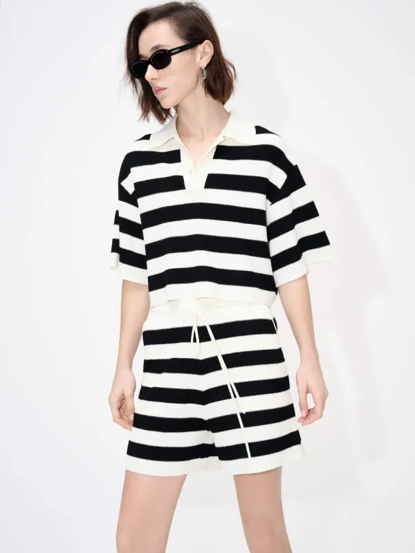 Wide Stripe Cropped Top sold by Mo&Co
