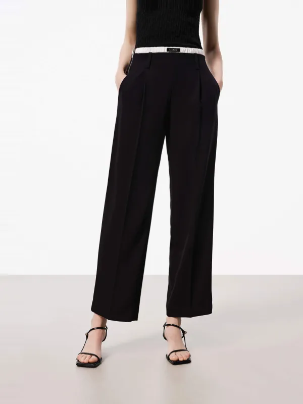 Straight Contrast Waist Pants sold by Mo&Co