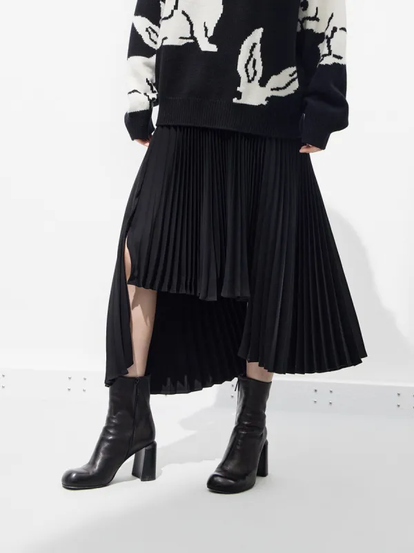 Asymmetric Pleated Skirt sold by Mo&Co
