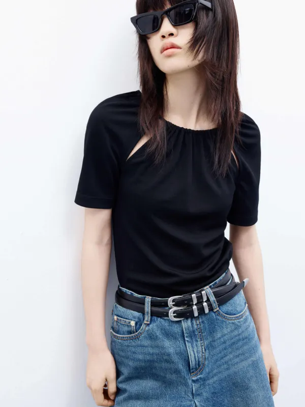 Slim Fit Cutout Top sold by Mo&Co