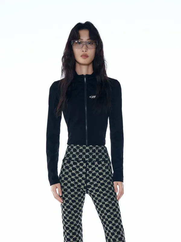 Stand Collar Cropped Zip Jacket sold by Mo&Co