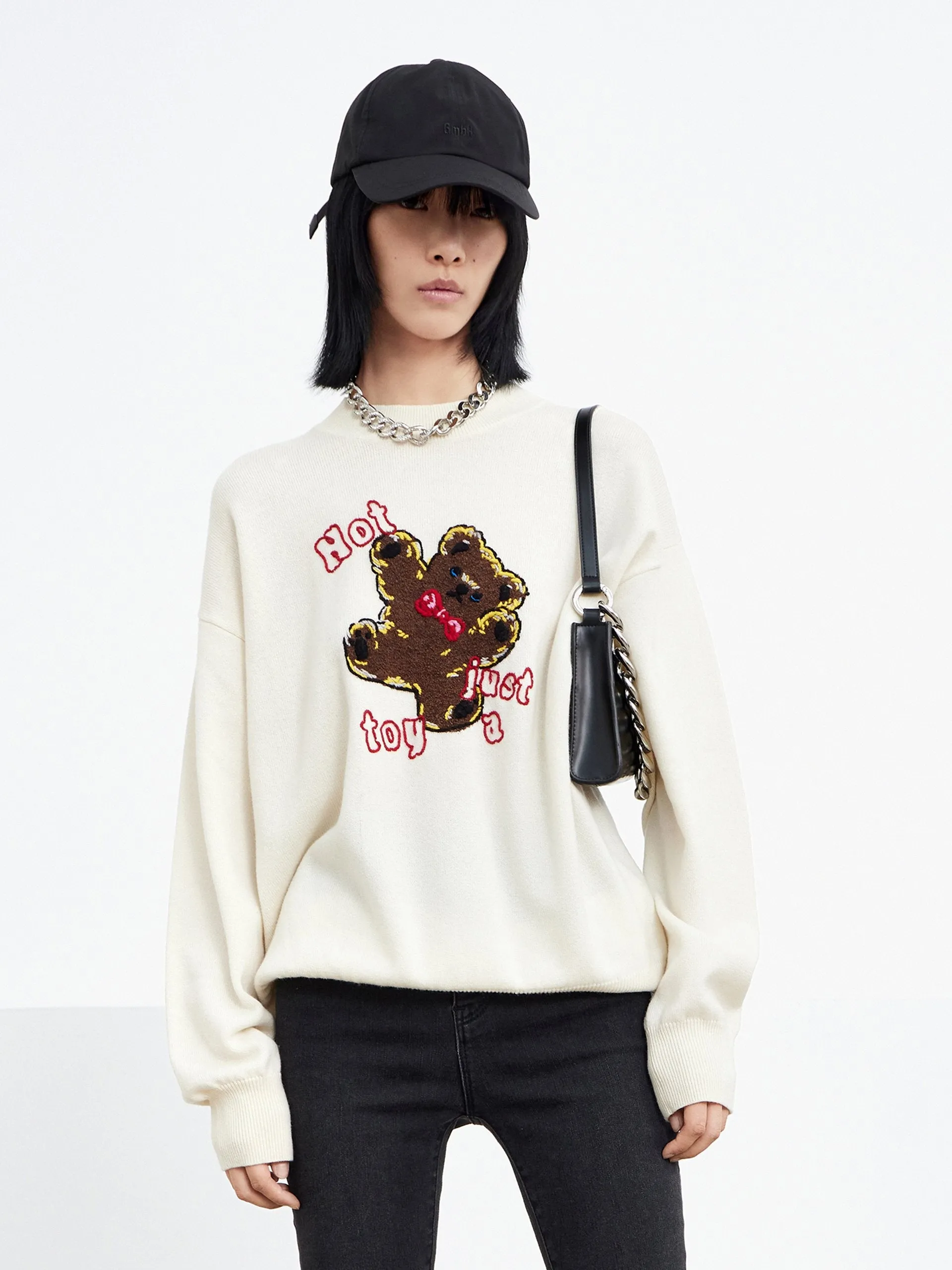 Jacquard Cartoon Pullover in Wool sold by Mo&Co