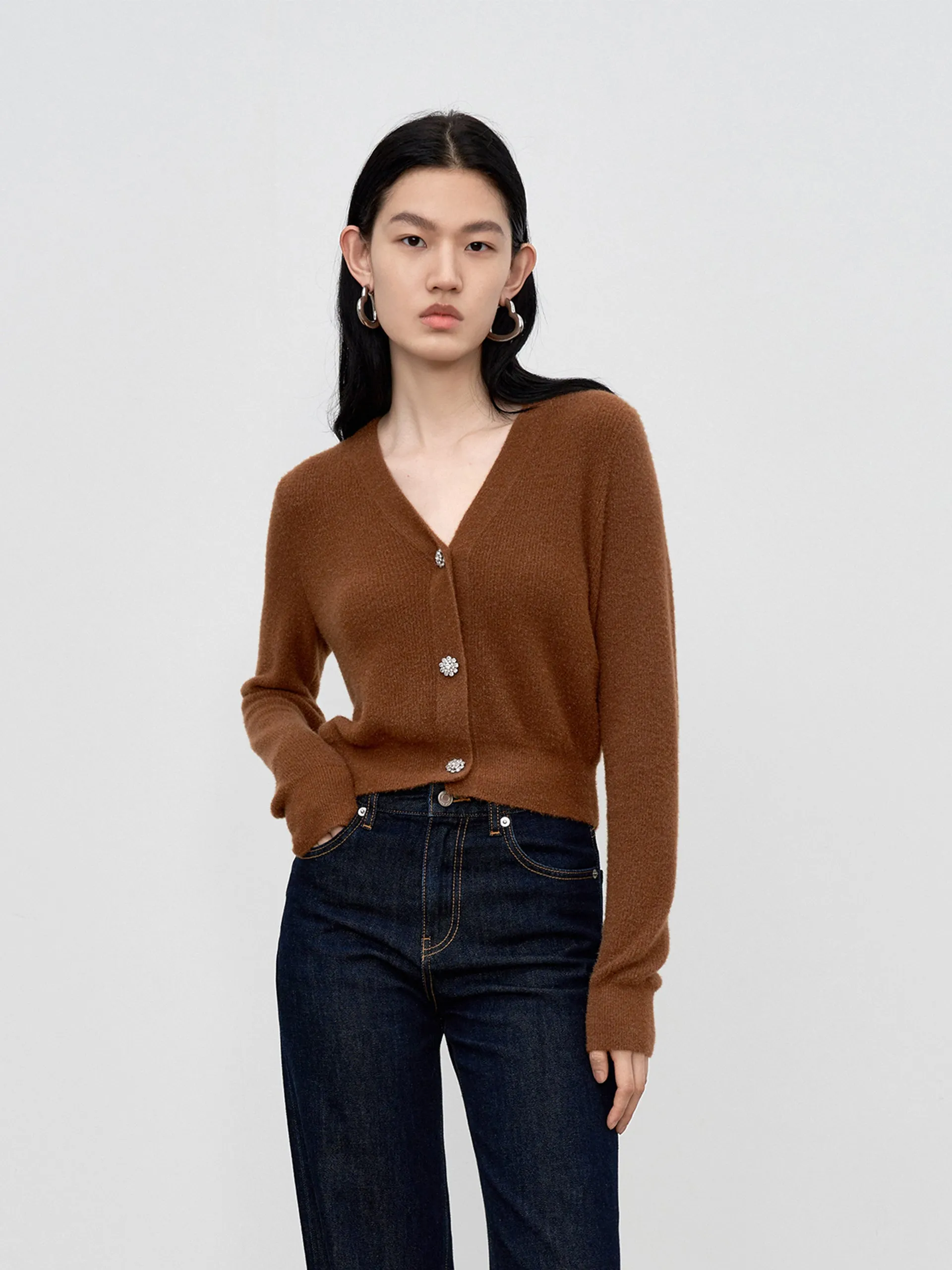 V-neck Knit Cardigan sold by Mo&Co