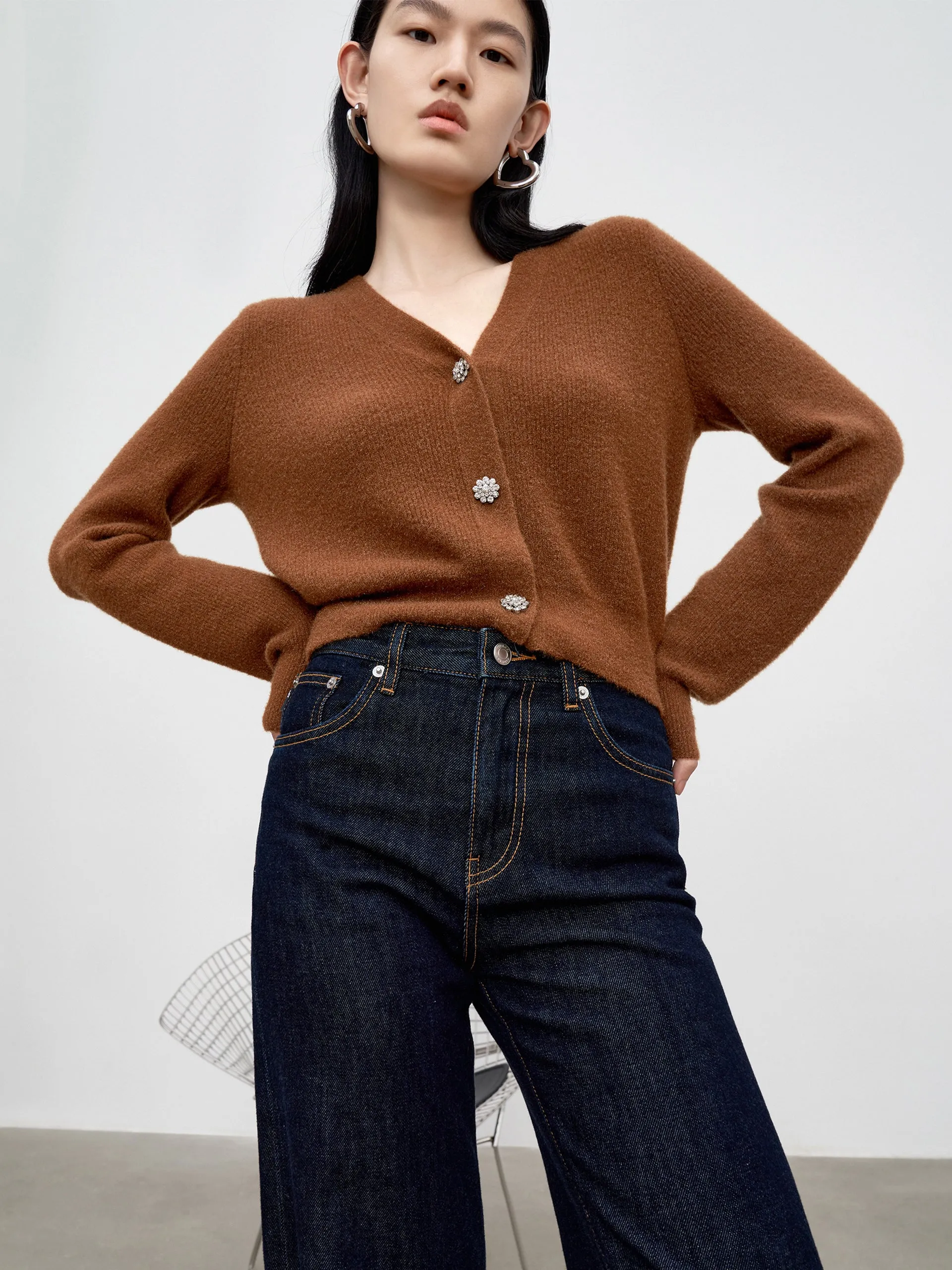 V-neck Knit Cardigan sold by Mo&Co product image thumbnail 4