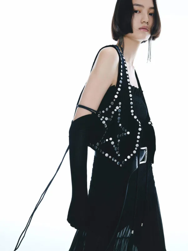 Rivet Embellished Waistcoat sold by Mo&Co