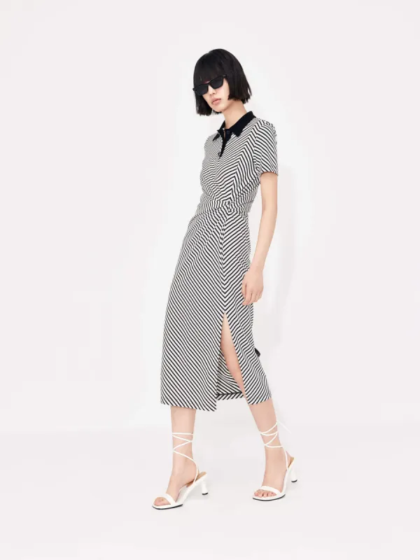 Gathered Waist Midi Dress sold by Mo&Co