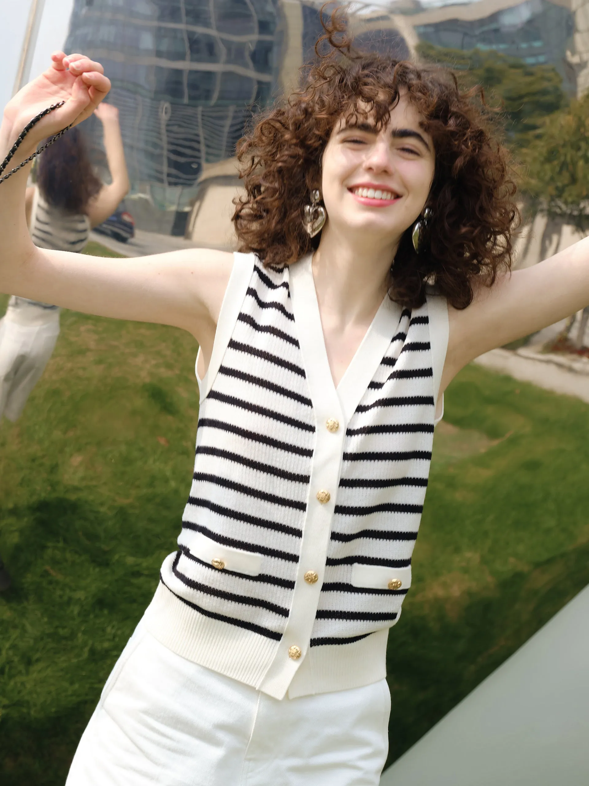 Wool Stripe Cropped Knit Top sold by Mo&Co product image thumbnail 4