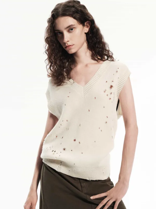 Distress Detail Knitted Vest sold by Mo&Co