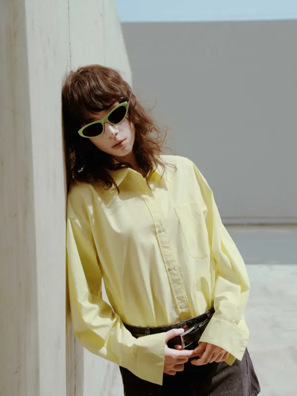 Contrast Trim Cotton Shirt sold by Mo&Co