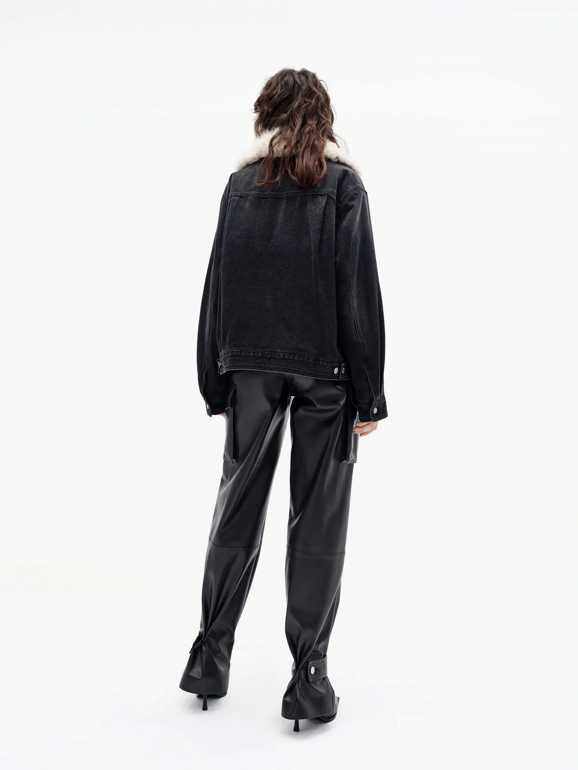 Fuzzy Collar Denim Jacket sold by Mo&Co product image thumbnail 3