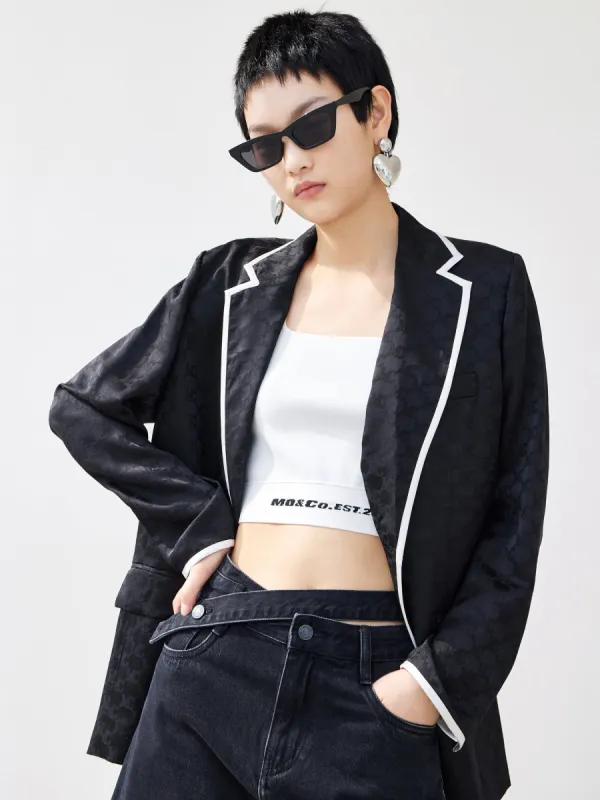 Contrast Midi Lapel Blazer sold by Mo&Co