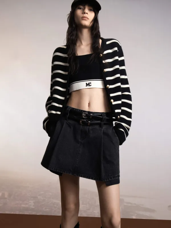 Metal Button Striped Cardigan sold by Mo&Co