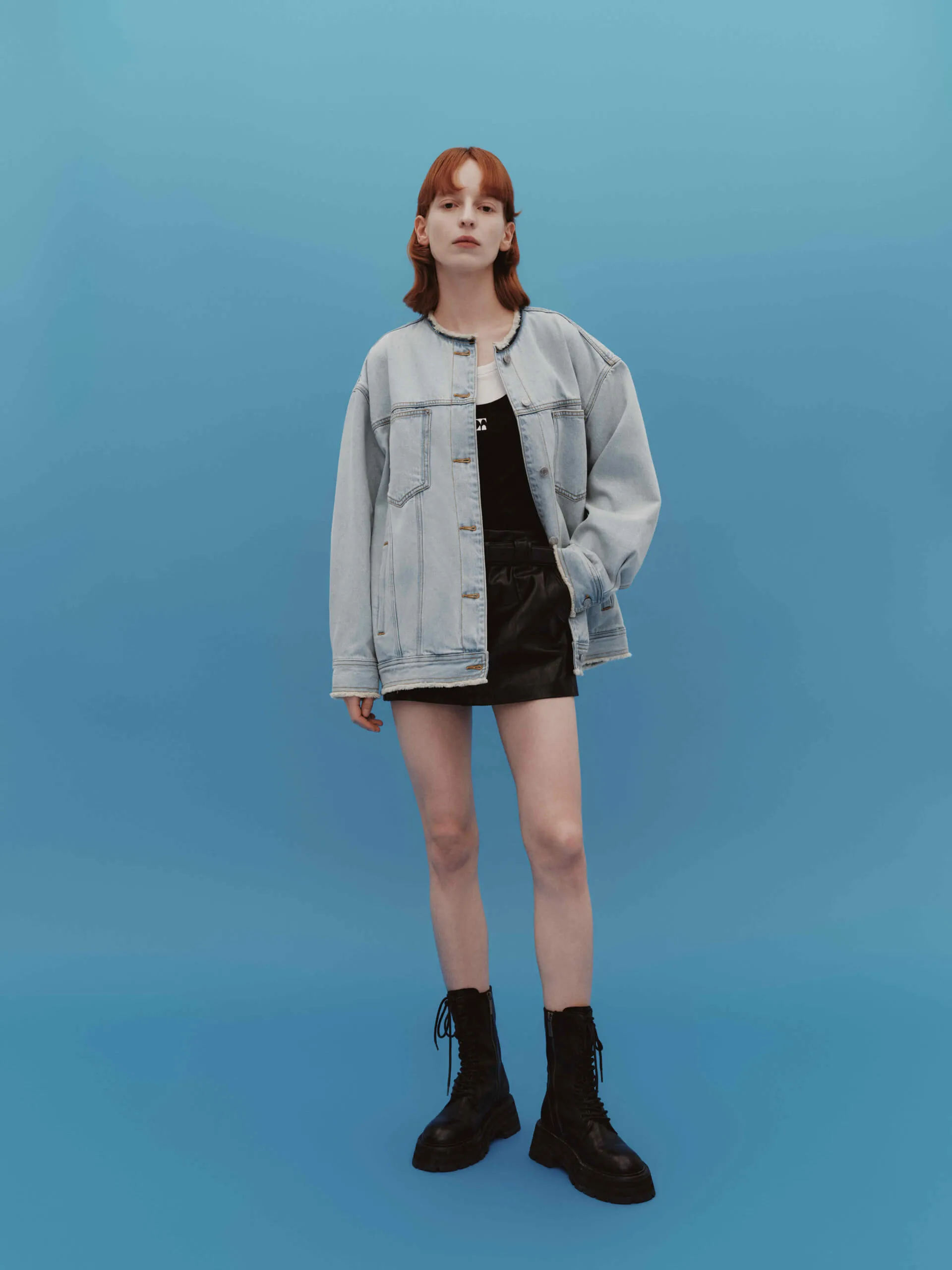 Round Neck Denim Jacket sold by Mo&Co product image thumbnail 5