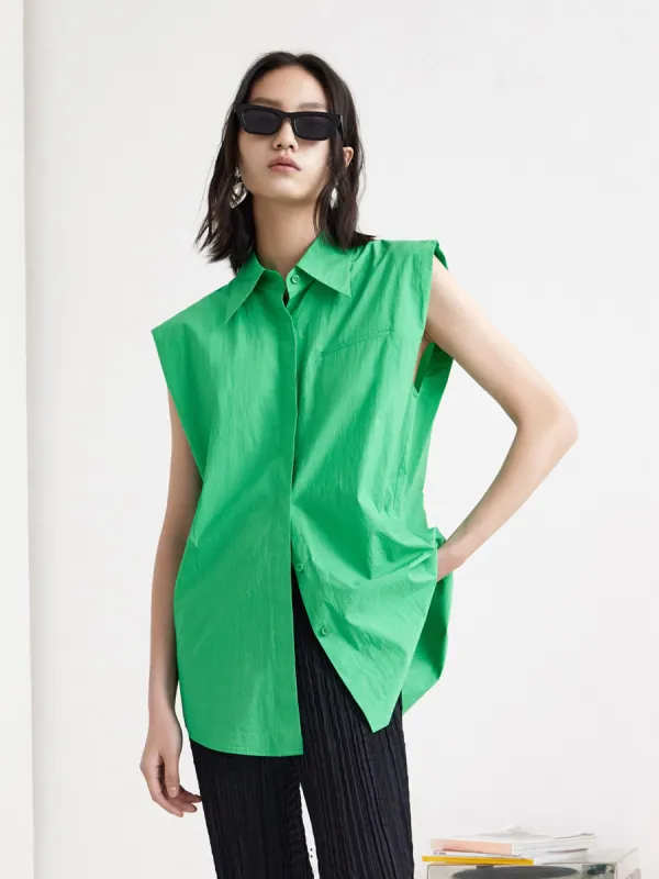 Sleeveless Cotton Shirt with Tie sold by Mo&Co