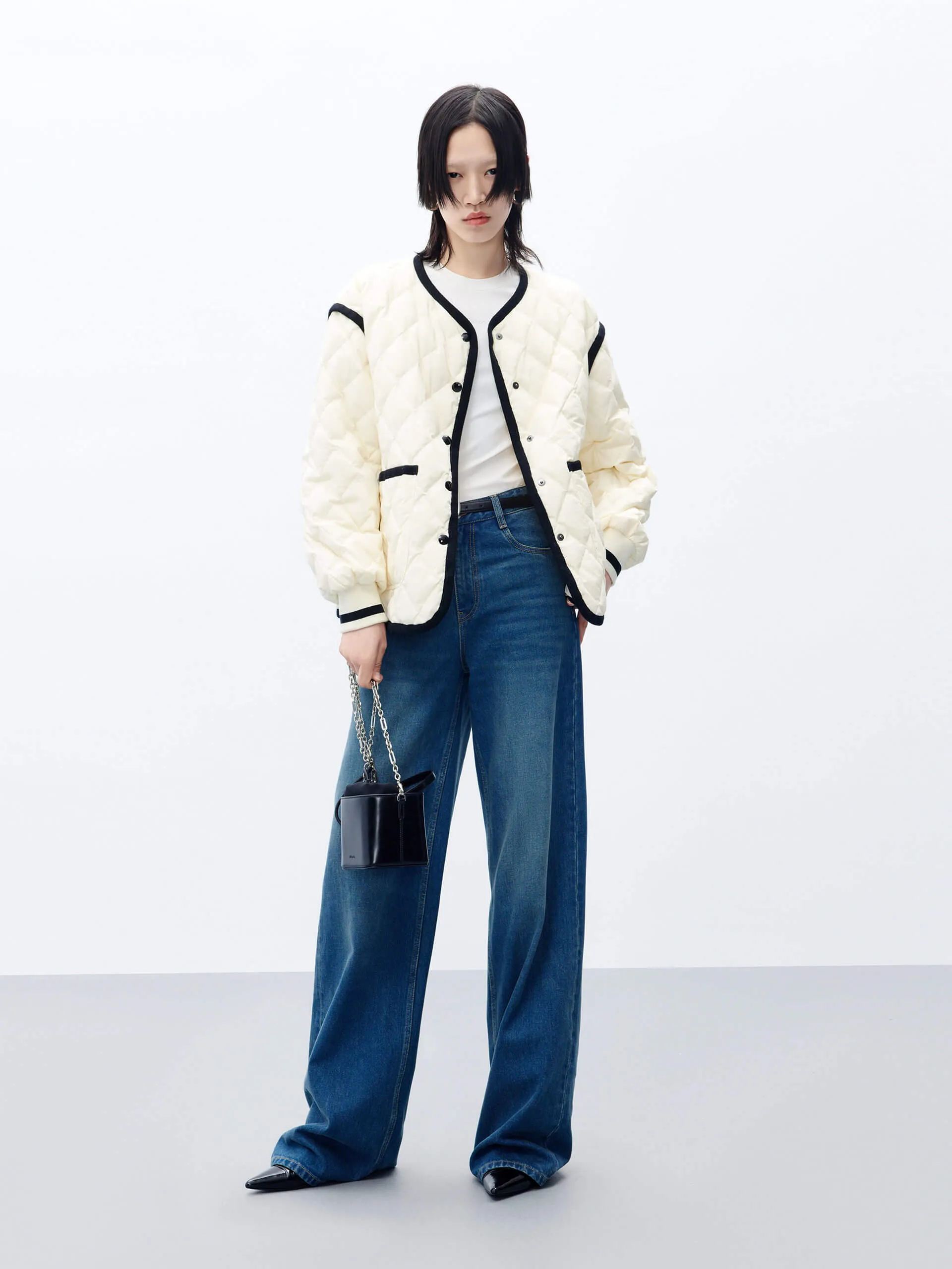 Contrast trim Quilted Shell Jacket sold by Mo&Co product image thumbnail 2