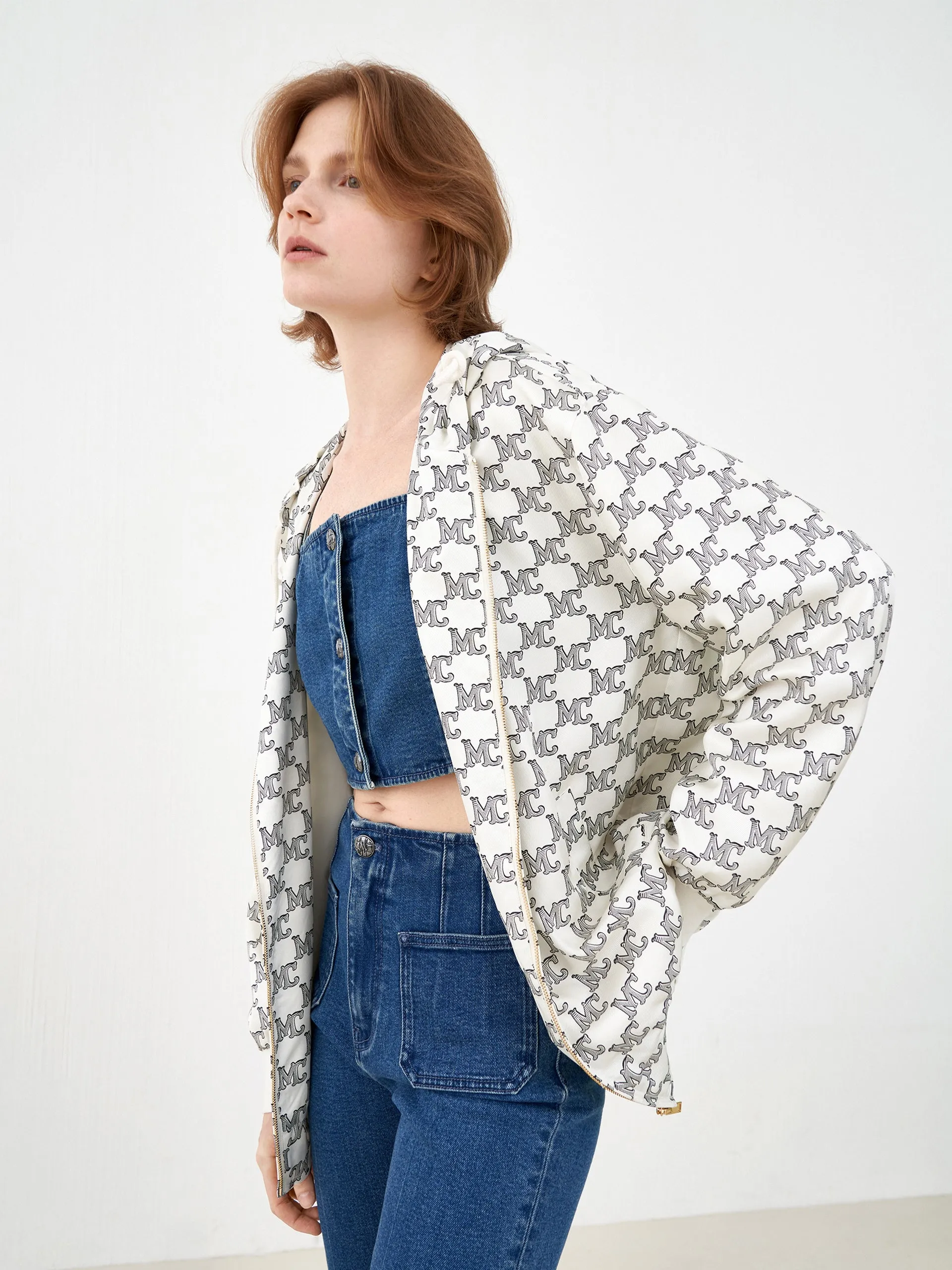 Monogram Print Hooded Jacket sold by Mo&Co product image thumbnail 3