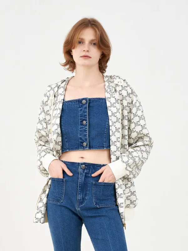 Monogram Print Hooded Jacket sold by Mo&Co