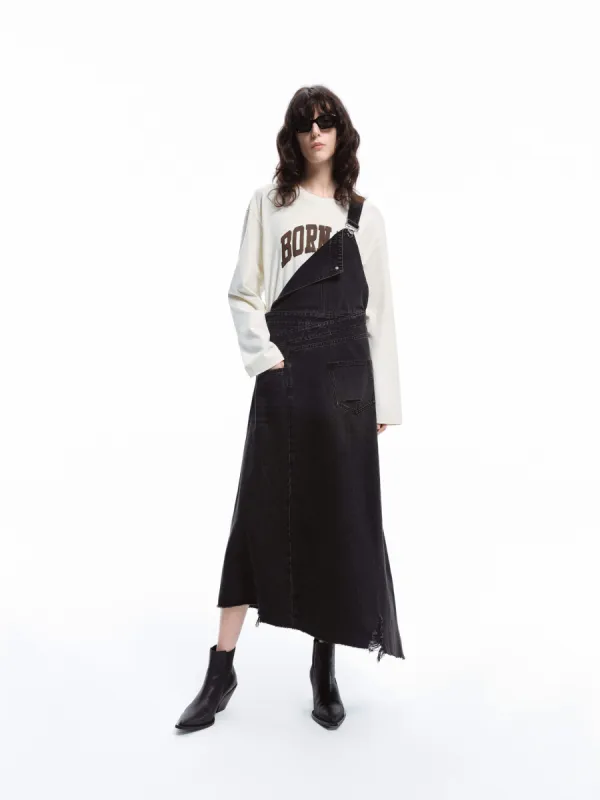 Asymmetrical Hem Denim Dress sold by Mo&Co