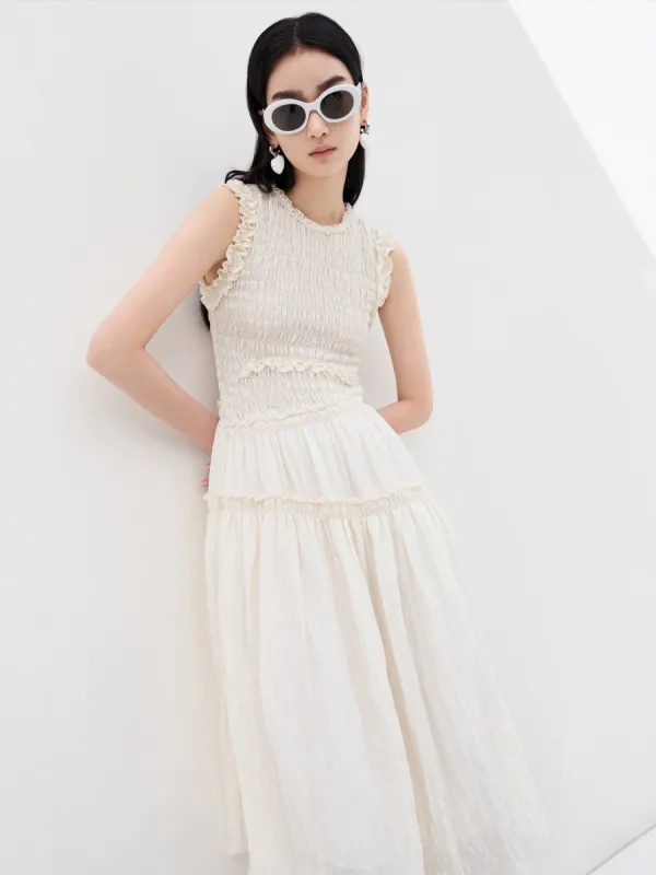 Ruched Sleeveless Midi Dress sold by Mo&Co