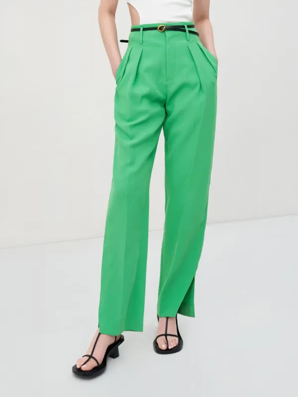Pleated Suit Pants with Belt sold by Mo&Co