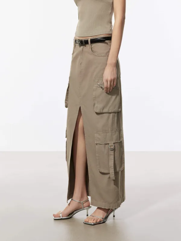 Cargo Front Slit Skirt sold by Mo&Co