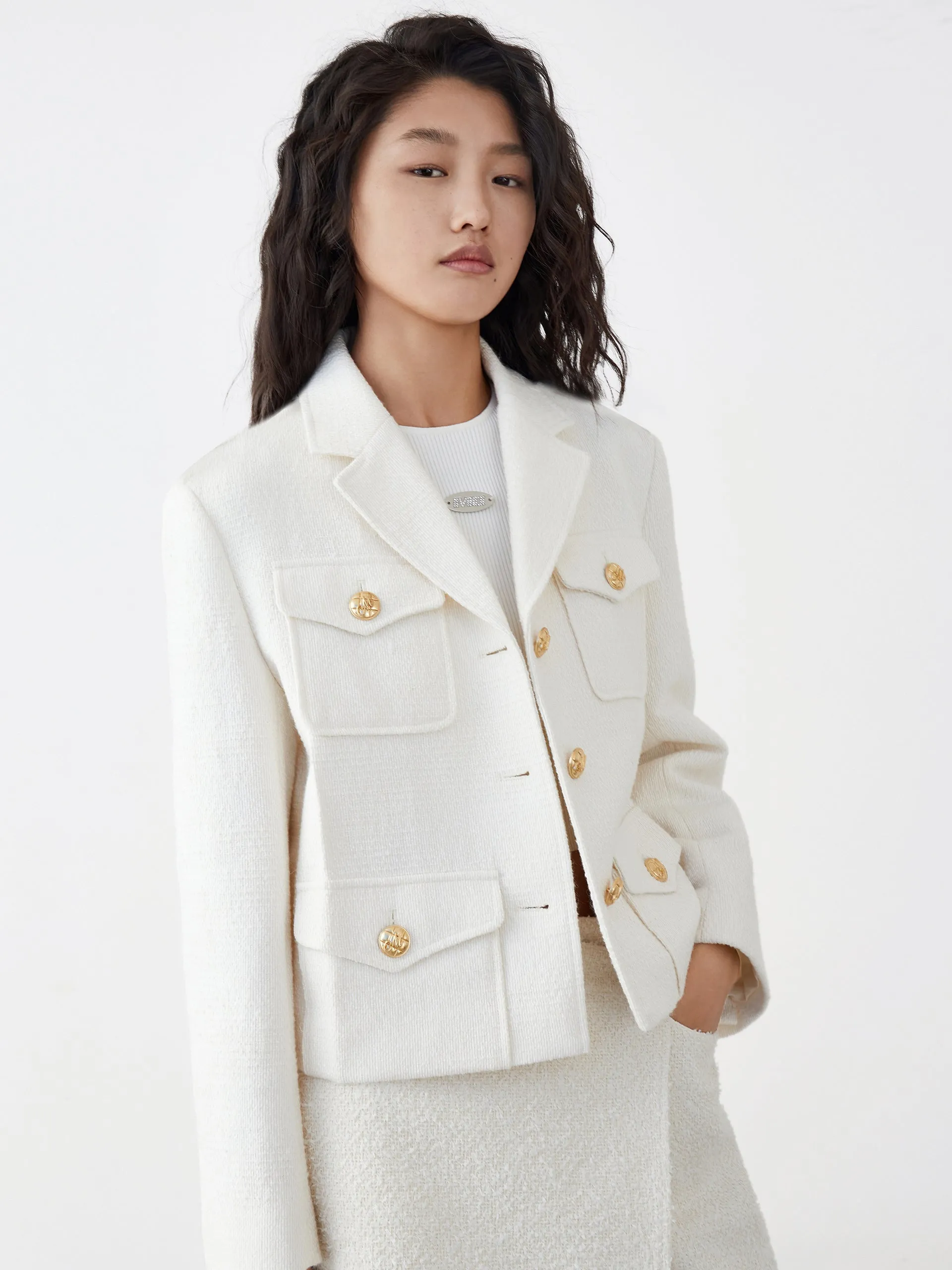 Cotton Blend Boxy Lapel Jacket sold by Mo&Co product image thumbnail 5