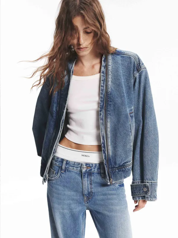 Zip Closure Denim Jacket sold by Mo&Co