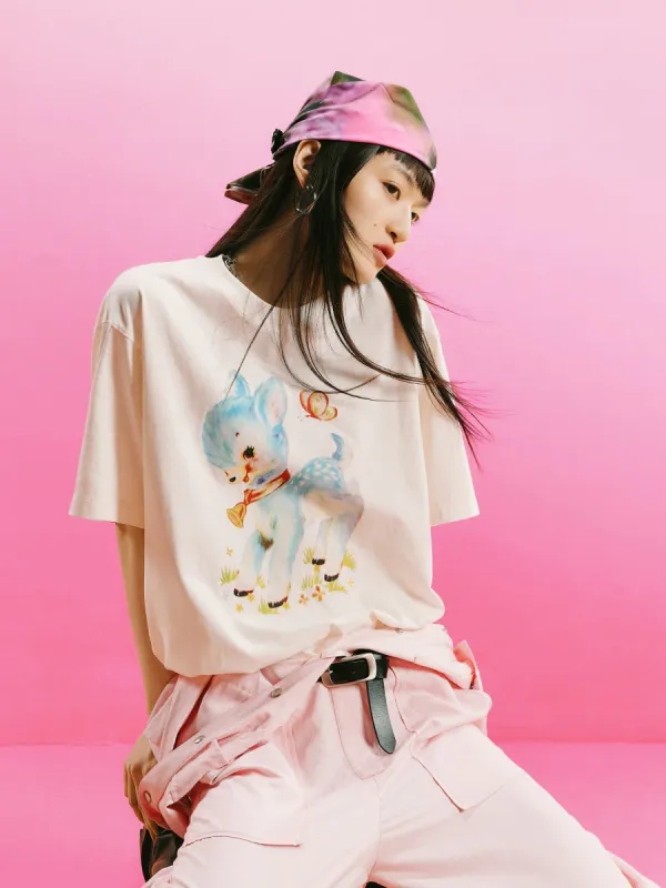 HOT SALE Cartoon Print Cotton T-shirt sold by Mo&Co