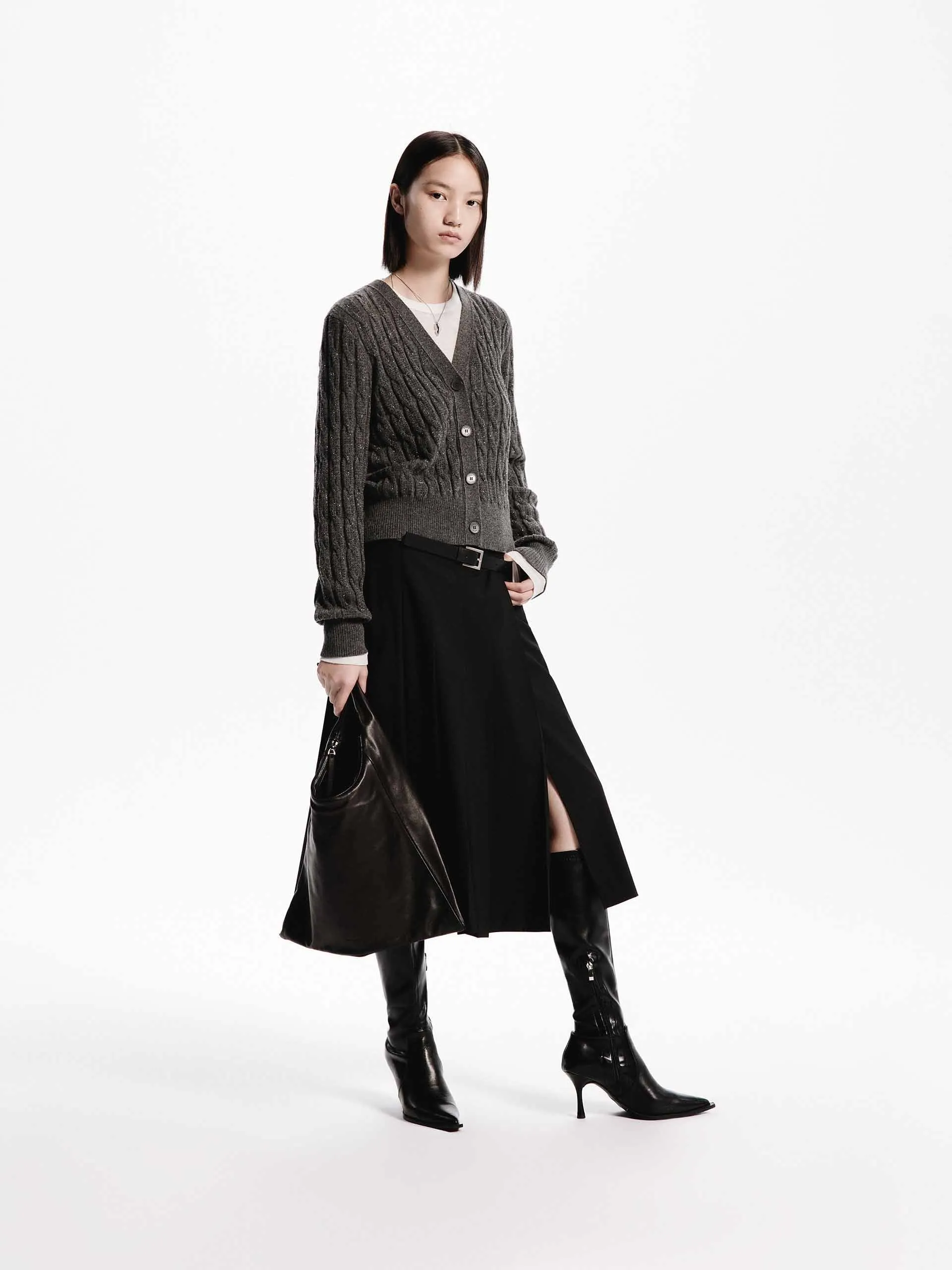 Wool Cable Knit Cardigan sold by Mo&Co product image thumbnail 2